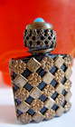 Vintage Miniature Glass Perfume Bottle W Dauber France 1 1 4  Screw Top W stone