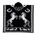 Horses Horseshoe Black Alpaca Wool Poncho Gaban Serape Cowboy Western Native