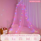  Bed Canopy For Girls With Remote Timer Breathable Canopy Bed Curtains Pink