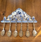 Delfts Ceramic Wall Spoon Holder   Holland Enamel Dutch  Scene  Teaspoons