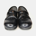 Dansko Lt Nursing Clogs Womens 38 Black Floral Tooled Comfort Slip On Elevated