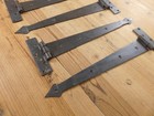 6 Large Strap T Hinges 15 1 2  Tee Hand Forged Barn Rustic Medieval Iron  rust 