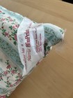 Vtg Harris Blu-print Blue Roses Floral Stripe Ticking Down Feather Bed 17  X 24 