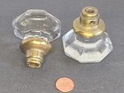 Antique  mortise  Glass Door Knobs  Victorian  Brass  Set Of Two