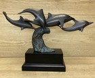 Gatco Solid Brass Dolphin Family Sculpture Statue 11    Nautical Coastal Decor