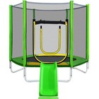 7 Ft green Round Trampoline For Kids With Safety Enclosure Net  Slide And Ladder