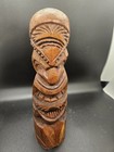 Vintage Hand Carved Hawaiian Tiki  Totem Statue Solid Wood 9  X 3  Hawaii