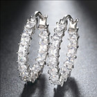 Gold Plated Hoop Earrings With Cubic Zirconia Unisex Hip Hop Jewelry Women  Men