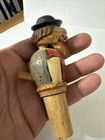 Vintage  Mechanical Bottle Stopper - Hand Carved