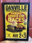 Framed 1950s 60s Danville Virginia Shrine Sports Car Races Poster Sign Jaguar