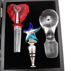 Bottle Stopper Lot Collection Of 8 -1 Glass Carafe Top   7 Wine Bottle Corks