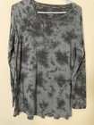 Calvin Klein Gray Long Sleeve Flared Tunic Cotton Knit Top Size Medium 0106