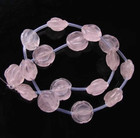 Rose Quartz Carved 16 Roses Flower Bead Strand 110175