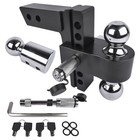 Black Adj  Trailer Hitch Fits 2  Receiver  6  Drop rise Heavy Duty Aluminum