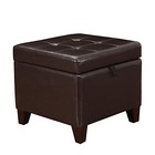 18-inch Square Storage Ottoman  Modern Faux Leather Tufted Footrest Stool Adeco