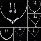 Fashion Crystal Pendant Bib Choker Chain Statement Necklace Earrings Jewelry Set