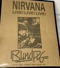 Vintage 90   s Nirvana Kurt Cobain Rare Cardboard Poster Blind Pig Ann Arbor Live