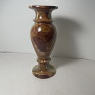 Vintage Onyx Marble Natural Stone Polished Vase Brown   Green 8    Tall Heavy