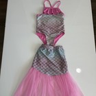    girls 2t Mermaid Swimsuit   Tulle Skirt Set Pink Iridescent Scales   