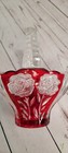 Anna Hutte Bleikristall Lead Crystal Basket With Handle Ruby Red Trim Easter