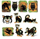 Vintage Halloween Fluorescent Cutouts Of Size 8   -13    - Beistle Reproductions