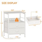 Night Stand With Charging Station  Bedside Table With Fabric Drawers  End Tab   