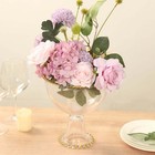 8  Clear Pedestal Bowl Glass Flower Vase With Gold Beaded Rim Wedding