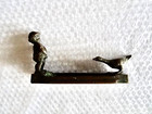 Pis Boy Goose Antique Bronze Signed Correll 1937 Metal Art Deco Statue Neocurio