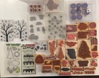 Huge Christmas Rubber Stamp Lot Stampin Up Wood Mount Clear Acrylic Trees Deer