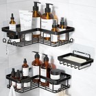 Stainless Steel L-shaped Corner Shower Caddy Organizer W  Hooks   Soap Holder Us