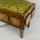 Antique Mission Style Arts   Crafts Wood Foot Stool W  Green Damask Fabric Top