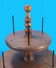 Antique Hand Turned Spool Caddy 3 Tiers Raised Footed Base Lovely Display