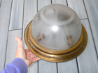 Vintage   Antique Large Flush Mount Half Dome Frosted Etched Glass Light Fixture