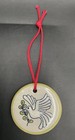 Vtg Louisville Stoneware Christmas Ornament White Dove Olive Branch Pottery