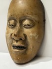Antique Japanese Wood Mask Painting Carving Theatre Man Men Face Head Relic Old