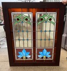 Victorian Style Stained Leaded Glass Window W  Jewels 53  X 46  