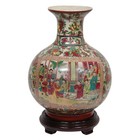 Rose Medallion Porcelain Vase Chinese Art Traditional D  cor Accent 12 Inch New