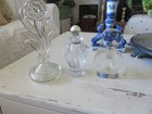 3pc  Clear Glass Art Deco Perfume Bottles Antique And or Vintage Gorgeous Pieces