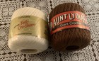 Two Crochet Thread Spools Aunt Lydias Brown 208 Jp Coats Off White Brand New