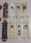 Lot 3 Antique Eastlake Victorian Ornate Brass Bronze Door Knobs Plates Mortise