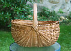 Large Vintage Splint Gathering Basket  Signed And Dated 1941