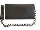 Ride To Live Genuine Leather Biker Long Wallet With Chain Black Bifold 7  Wallet