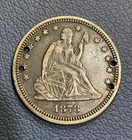 1878 Seated Liberty Quarter Love Token - Detailed Hand Engraved - Dark Patina