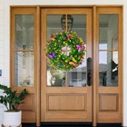Butterfly Flower Wreath Plastic Floral Wreath For Door Decor Wall   Window Decor