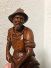 Vintage Black Forest Vintage Wood Carving 10    German Man Chopping Wood