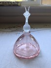 Vintage Glass Art Studio Pink Crackle Glass Perfume Bottle W hummingbird Stopper