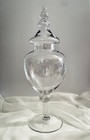 Vintage Large 16  Clear Glass Pedestal Base Apothecary Jar With Circus Tent Lid