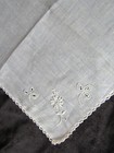 Vintage Embroidery Hankie Emb Flower Handkerchief Floral Hanky 1366