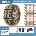 8pcs Steel Tire Snow Chains Fit Car Suv Pickup Trucks Emergency Thickening Chain