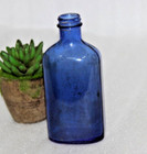 Vintage Milk Of Magnesia Blue Glass Bottle Hand Crafted Old Original  Usa
